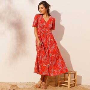 Coeur au Sud Robe longue imprimée - 48 - Rouge - Coeur Au SudUn charme flamboyant se dégage de cette robe longue imprimée au tomber élégant et séducteur. Effet blousant et encolure délicate pour une belle allure et une féminité affirmée ! 48Rouge