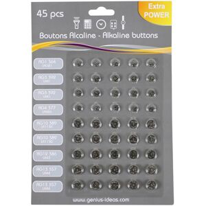 Blancheporte Piles boutons alcalines - lot de 45 - BlancheporteAvec ce lot, vous disposez de 45 piles boutons pour vous permettre d'avoir en permanence la pile adaptée à la majorité de vos appareils.Lot de 45Unique