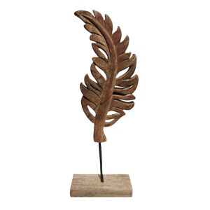 Decoration motif feuille, en bois - BlancheporteSculptee dans un bois de manguier, cette decoration en forme de feuille ondulante evoque un univers de nature tropicale. Disposee sur une console, un meuble d?entree ou une commode, cette tres belle feuille 