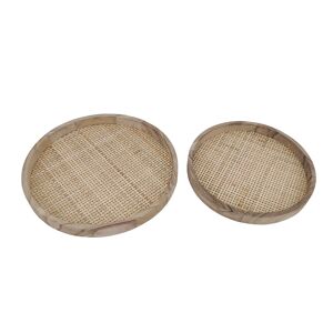 Lot de 2 plateaux ronds en bois - BlancheporteAmbiance vegetale a la maison avec ces plateaux en fibres de rotin ! Modernes et pile dans la tendance vintage du moment, on les sort a chaque occasion : dejeuner en plein air, plateaux tele ou dîner entre ami