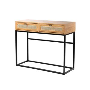 Blancheporte Console WICKOOD 2 tiroirs - bois, métal et cannage