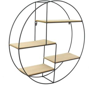 Etagere ronde en metal et bois - 4 tablettes - BlancheporteLa traditionnelle etagere de style industriel en bois et metal noir se reinvente dans un design tout en rondeur. On l?adopte pour son originalite et son esprit authentique qui amene un vent de nou