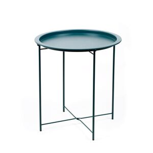 Table d'appoint metal, plateau colore - BlancheporteOn adore la ligne simple et elegante de cette table montee sur 4 pieds en metal fins et surmontee d?un plateau incurve, declinee dans des coloris sobres et chic. Une indemodable au style contemporain qui