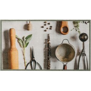 Blancheporte Tapis de cuisine velours photo-impression ustensiles - Blancheporte Gris Tapis : 50x90cm