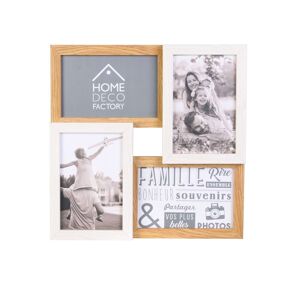 Pele-mele 4 cadre-photos bois et blanc - BlancheporteCe pele-mele est un element tres decoratif qui habille vos murs avec fantaisie mais c?est aussi un support de creativite qui vous permet de realiser un magnifique cadre-photos personnalise en choisissan