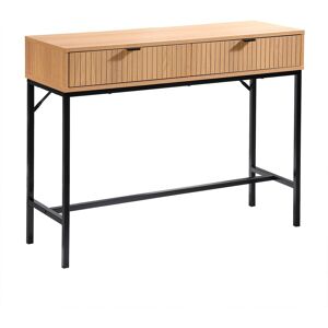 Console DOSTRIE 2 portes a facade rainuree - BlancheporteUne jolie console, qui se marie aux ambiances industrielles comme aux interieurs plus classiques et qui s?installe facilement, contre un mur, dans toutes vos pieces de vie. Coup de c?ur pour la fini