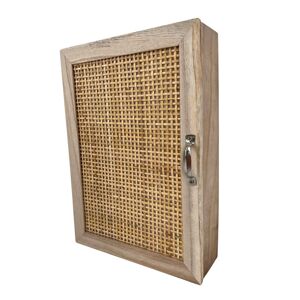 Boîte a cles en rotin et bois - BlancheporteVoici la solution pour ne plus chercher vos cles, cette jolie boîte a cles ravira les as de l?organisation et du rangement autant que les fans de deco ! En bois clair et rotin, cette petite armoire sera parfaite