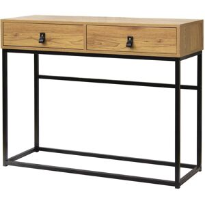 Console STOCKIES style industriel - 2 tiroirs - BlancheporteInconditionnel du style industriel, vous craquerez pour cette console qui allie le coÌteÌ robuste et authentique du bois aÌ la finesse daune structure en meÌtal au design simple et eÌpureÌ