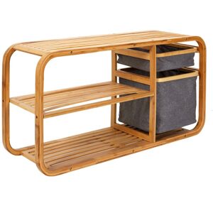 Blancheporte Banc de rangement - bois et bambou (ou meuble d’entrée) - BlancheporteUn petit meuble au design arrondi original et très réussi. Idéalement placé dans une entrée, ce banc de rangement peut aussi accueillir vos serviettes et affaires de toilet