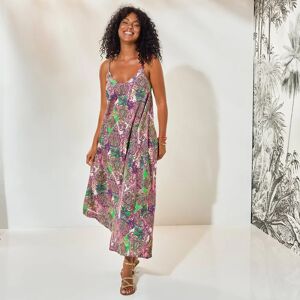 Robe longue imprimee a fines bretelles - BlancheporteUne piece qui se suffit a elle-meme, ideale pour les vacances ! Imprime XXL, matiere fluide et volume aerien, cette robe signe un style resolument feminin tout en prenant soin de votre bien-etre. Juste 