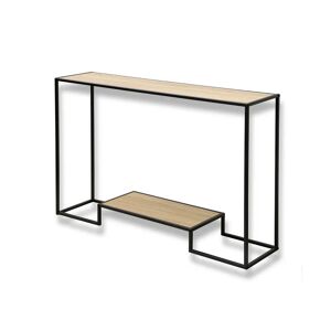 Console STOCKIES style industriel - 2 niveaux - BlancheporteUne console de style industriel au design travailleÌ avec originaliteÌ ! Le plateau du bas sureÌleveÌ lui confeÌre une ligne unique et saaveÌre treÌs pratique pour y glisser un panier, u