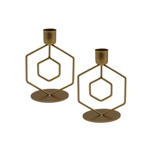 Bougeoir hexagonal metal ? lot de 2 - BlancheporteUne forme geometrique moderne, travaillee dans un metal coloris bleu fonce ou dore pour ce bougeoir original. Dispose sur une console, une petite table ou utilise en chemin de table lors de vos repas, il e