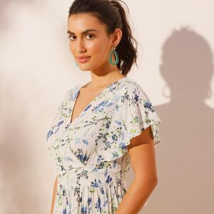 Coeur au Sud Robe longue imprimée fleurs - 38 - Écru - Coeur Au SudOn se la joue fleurs bleue avec cette jolie robe longue d'inspiration romantique aussi délicate que féminine. Sa viscose fluide, son décolleté façon cache-coeur et son imprimé tout en fine