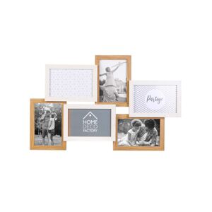 Pele-mele 6 cadre-photos bois et blanc - BlancheporteVoici un moyen decoratif et tendance pour rassembler vos photos preferees ! Avec ses 6 cadre-photos, ce pele-mele vous permet de mettre en valeur vos plus belles images (cliches, dessins, cartes postale