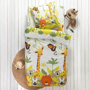 Colombine des petits Linge de lit enfant Jungle imprimé animaux 1 personne - coton - Drap-housse 1 Personneonne : 90x190cm - Beige - Colombine Des PetitsNature luxuriante et adorables animaux : le linge de lit Jungle de Colombine des Petits® comblera les 