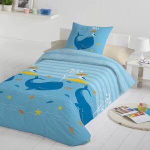 Blancheporte Linge de lit enfant imprimé Baleine - coton - BlancheporteDirection l'océan pour les jeunes matelots en herbe ! Avec son imprimé baleine et la douceur de son coton, la découverte des mers est à portée de main !Taie d'oreiller forme sac : 63x6