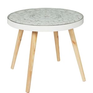 Table basse en bois - plateau a motifs arabesques - BlancheporteUn peu de fantaisie dans votre interieur ? Cette table basse egayera une ambiance classique de son style exotique chic et trouvera sa place dans toutes les pieces de la maison : de l?entree a