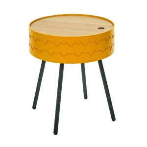 Table d?appoint-coffre deco - pieds metal - BlancheporteUn joli gueridon colore qui fait office de coffre de rangement et deviendra vite un indispensable de votre mobilier ! Son design tres tendance et sa capacite de rangement vous seduiront : vous le pla