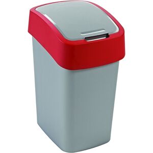 Curver FLIP BIN 10L Poubelle 35 x 18,9 x 23,5 cm, argenté/rouge 02170-547 - Publicité