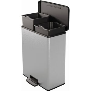 Curver DECO BIN DUO 26L+26L Poubelle 48,6 x 31,6 x 61,5 cm argenté 01129-C70 - Publicité