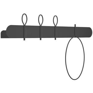 MEME DESIGN etagere murale avec 3 crochets portemanteaux et 1 porte-serviettes BALLOON 90 cm (Noir - Metal)