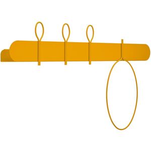 MEME DESIGN etagere murale avec 3 crochets portemanteaux et 1 porte-serviettes BALLOON 90 cm (Jaune Maya - Metal)