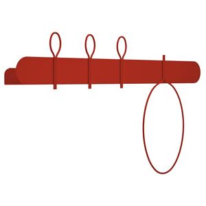 MEME DESIGN etagere murale avec 3 crochets portemanteaux et 1 porte-serviettes BALLOON 90 cm (Coquelicot - Metal)