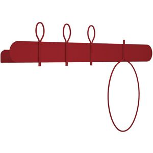 MEME DESIGN etagere murale avec 3 crochets portemanteaux et 1 porte-serviettes BALLOON 90 cm (Rosso Dalia - Metal)