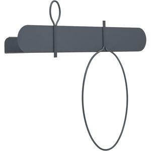 MEME DESIGN etagere murale avec 1 portemanteau et 1 porte-serviettes BALLOON 60 cm (Graphite - Metal)