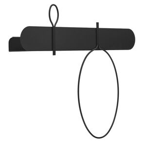 MEME DESIGN etagere murale avec 1 portemanteau et 1 porte-serviettes BALLOON 60 cm (Noir - Metal)