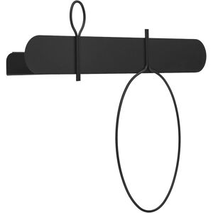 MEME DESIGN étagère murale avec 1 portemanteau et 1 porte-serviettes BALLOON 60 cm (Noir - Métal)