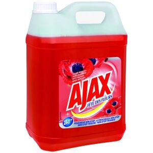 Nettoyant multi-usages Ajax Fête des fleurs - parfum fleurs rouge - bidon de 5 litres - Publicité