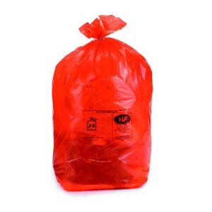 Sac poubelle 110 L rouge pour tri sélectif en plastique recyclé 36 microns - Carton de 250 - Publicité