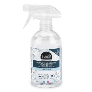 Destructeur d'odeurs désinfectant Boldair - Parfum fleur de coton - Spray - Publicité