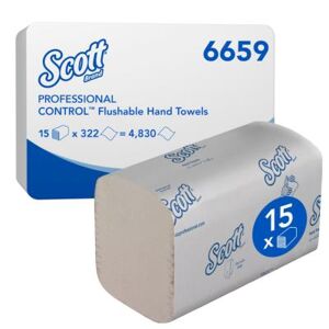 Essuie-mains Scott Control 6659 simple épaisseur 322 feuilles enchevêtrées 220 mm Blanc - lot de 15 - Publicité