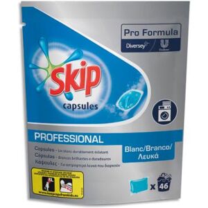 Capsules Skip de lessive liquide - pour linge blanc - dans 4 sachets refermables de 46 dosettes - carton de 185