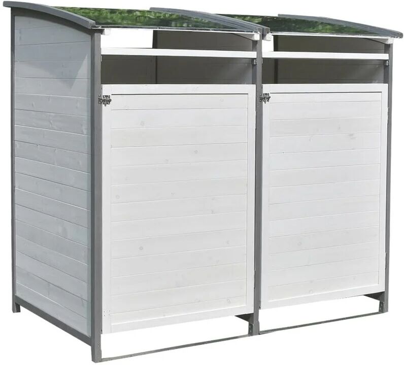 MELKO Poubelle 240 litres en bois anthracite/blanc 140 x 85 x 127 cm, avec