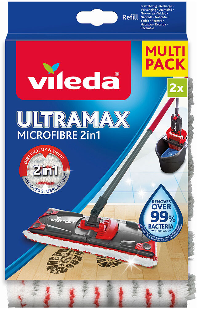 VILEDA Ultramax Microfibre 2 en 1 Recharge pour balai plat 2 pcs. 167721