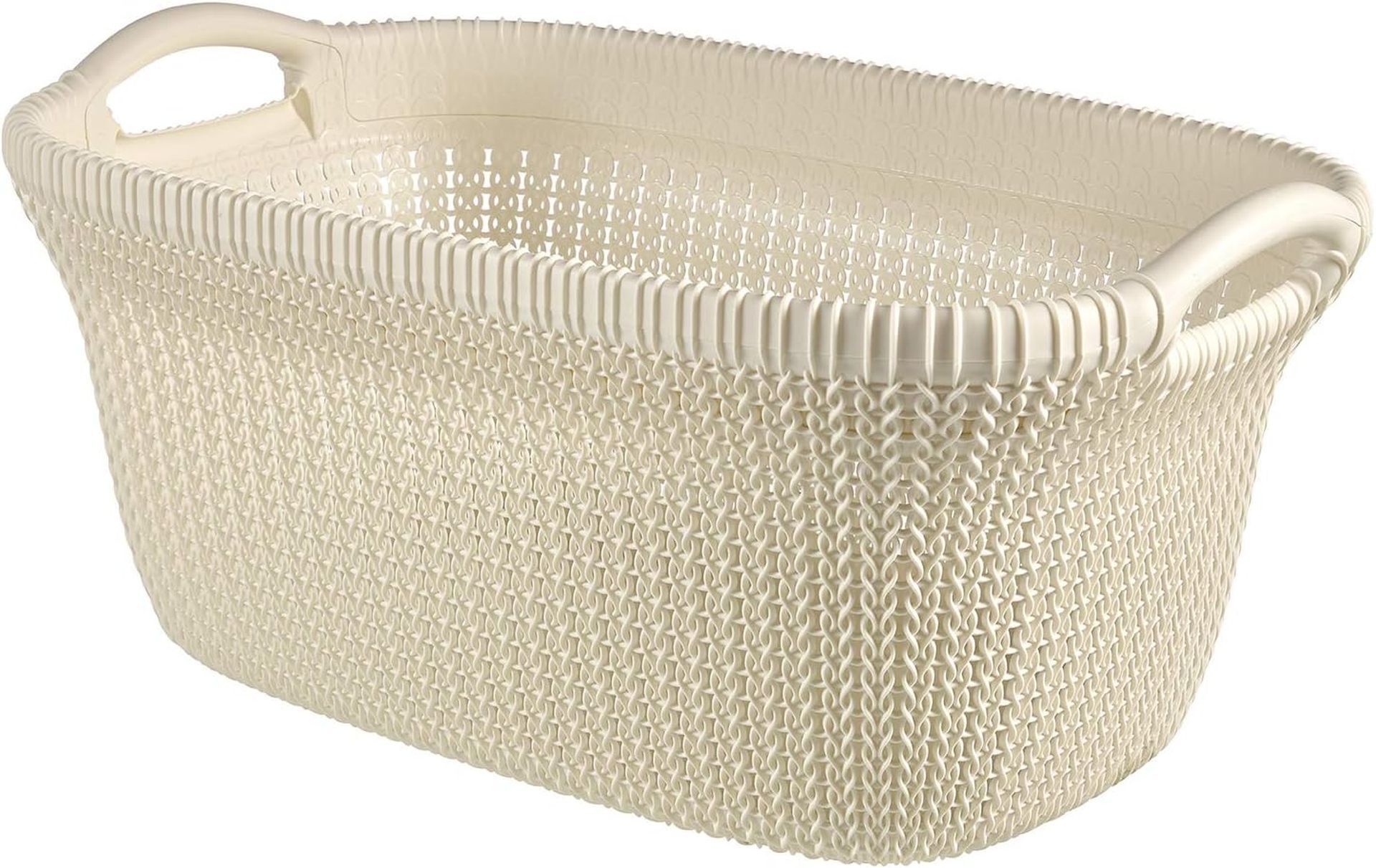 Curver KNIT 40L Panier a linge 60 x 27 x 39 cm, creme 03677-X64