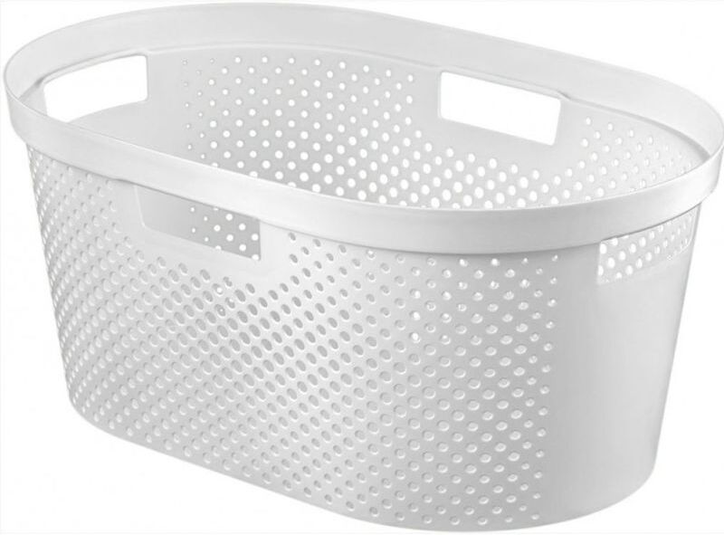 Curver INFINITY DOTS 39L Panier a linge 58,5 x 26,5 x 38,5 cm, blanc 04755-N23