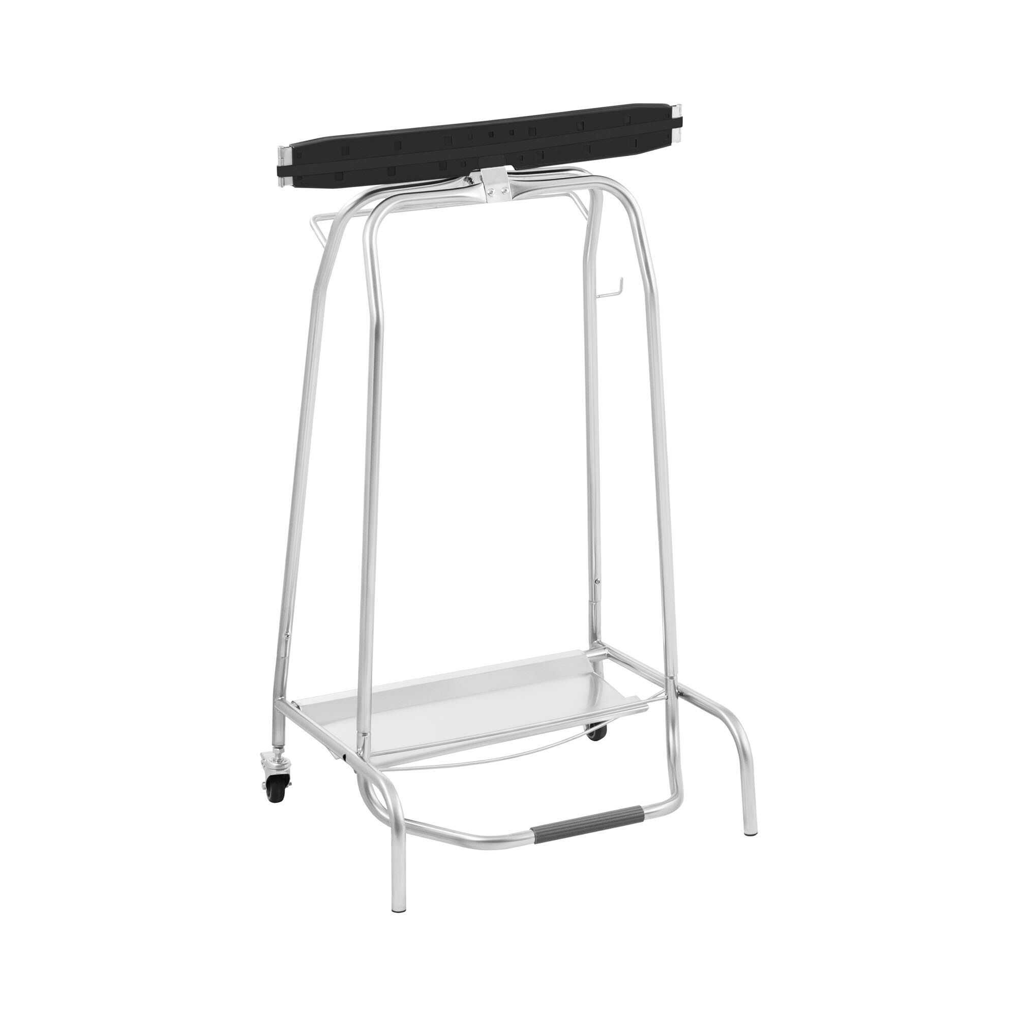 Royal Catering Trash Bag Holder - Silver - foot pedal - 2 castors with brakes - Royal Catering