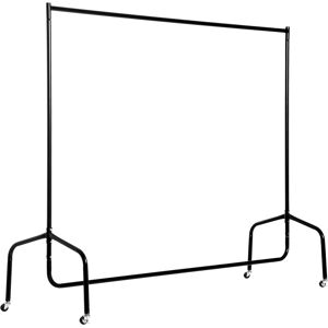 Homcom Rella Appendiabiti Attaccapanni in Metallo, Stand per Vestiti con Rotelle, Nero, 150x60x170cm