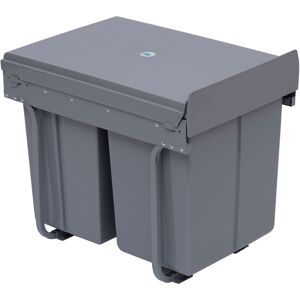 Homcom Pattumiera Estraibile con 3 Contenitori per Raccolta Differenziata, Capacità Totale 40L, 48x34.2x41.8cm Grigio