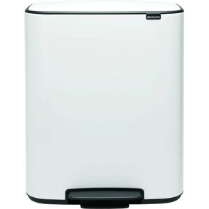 Brabantia Pattumiera per raccolta differenziata Bo Pedal Bin 2x30 litri  a pedale bianco 60 L