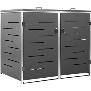 vidaXL Copri Bidoni Pattumiera Doppia 138x77,5x112,5 cm Acciaio Inox