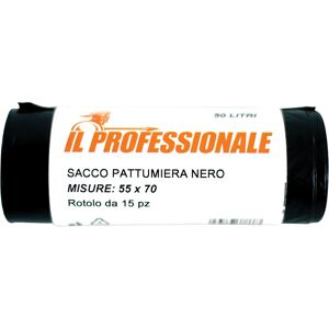 Tecnomat SACCO PATTUMIERA NERO 55x70 cm 18 µm 15 PEZZI IN LDPE ANTIGOCCIA