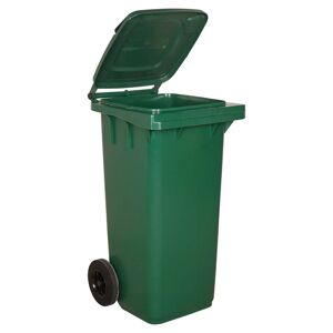 Tecnomat BIDONE CARRELLATO MOBILPLASTIC 120 l  VERDE CON COPERCHIO