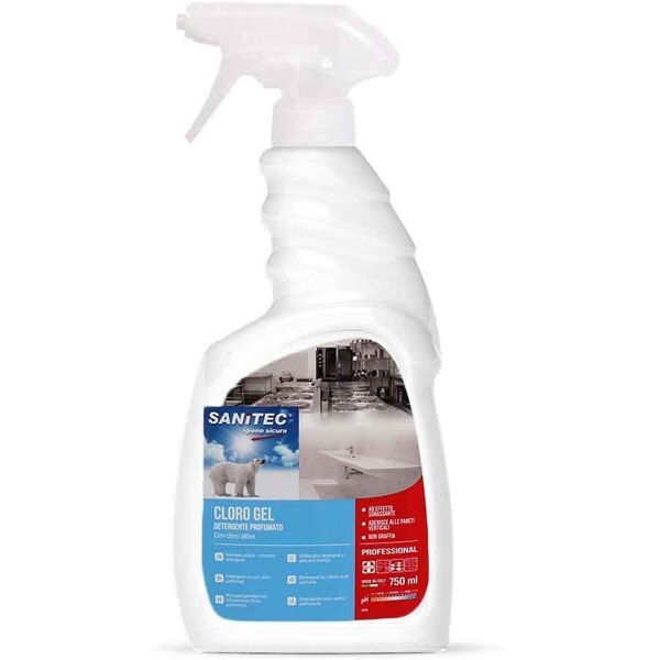 cloro gel detergente spray profumato con cloro attivo sanitec 750 ml