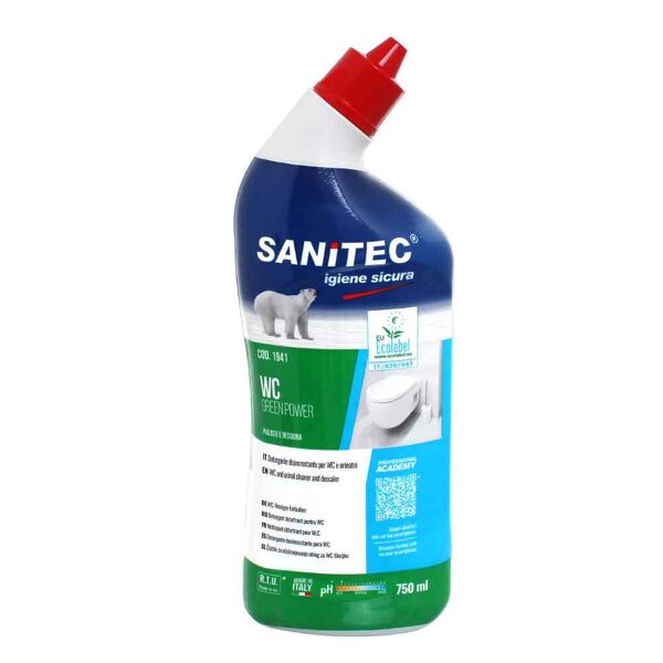 wc gel green power detergente disincrostante ecologico sanitec 750ml