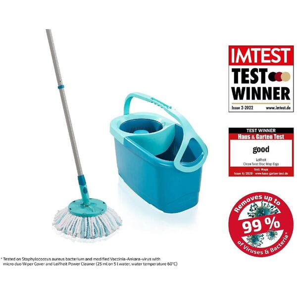 leifheit 52101 clean twist disc mop sistema a mocio e secchio serbatoio singolo blu - 52101